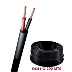 Cable Manguera Negra 2x0,50mm Rojo-Negro, Rollo 200 mts